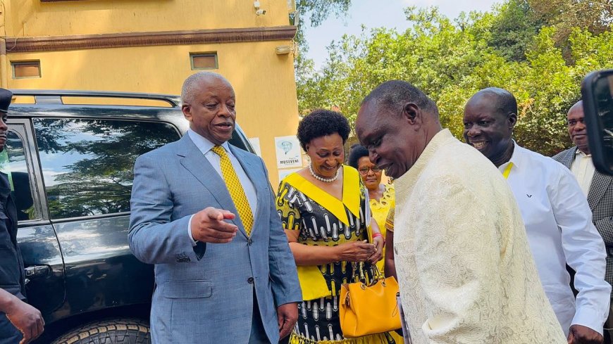 Former Prime Minister Amama Mbabazi makes a rare public appearance today at the National Resistance Movement (NRM) Electoral Commission headquarters